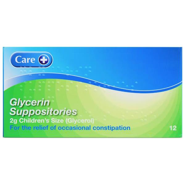 Care Glycerin Suppositories 2g Children's Size (6 x 12 Suppositories)