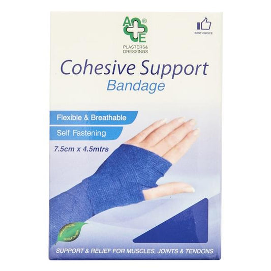 A&E Blue Cohesive Support Bandage 7.5cm x 4.5M (6 x Bandages)