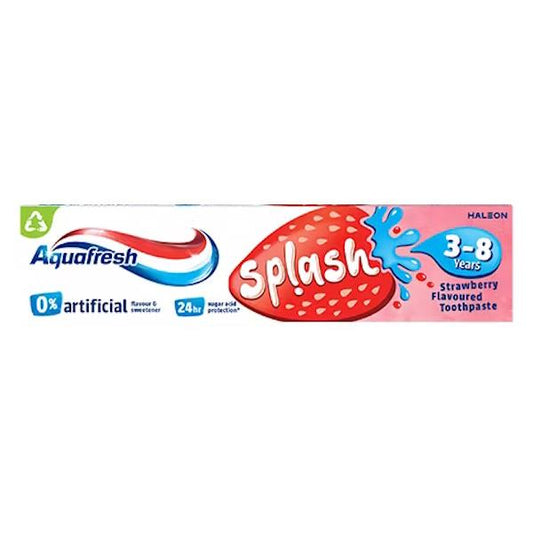 Aquafresh Splash Strawberry Flavour Toothpaste 3-8 Years (12 x 50ml)