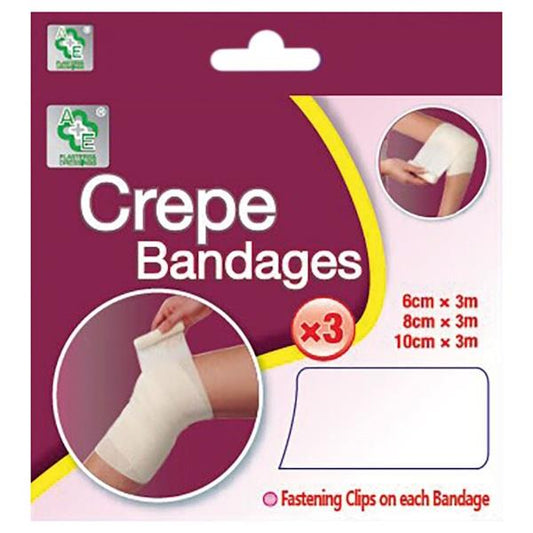 A&E Crepe Bandages (1 x 3 Bandages)